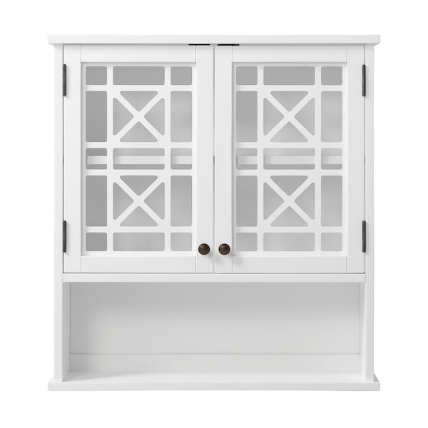 Alaterre Furniture Derby 27"W x 29"H Wall Mounted Bath Storage Cabinet with Glass Cabinet Doors and Shelf ANDE74WH - main